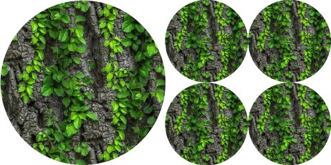 Zestaw podkładek na stół okrągłych 1+4 - CREEPER Zestaw podkładek na stół okrągłych 1+4 - CREEPER
