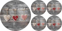 Zestaw podkładek na stół okrągłych 1+4 - HEARTS
