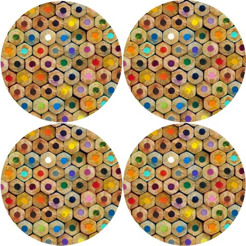 Zestaw podkładek na stół okrągłych 4D - CRAYONS Zestaw podkładek na stół okrągłych 4D - CRAYONS