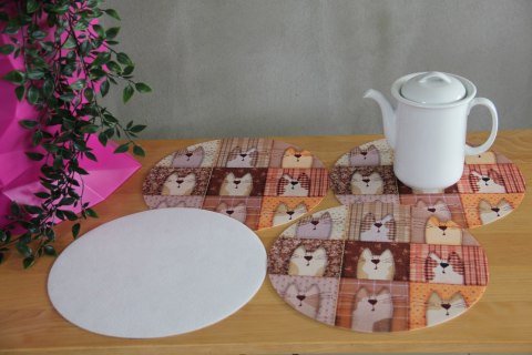 Zestaw podkładek na stół okrągłych 4D - PEXESO BEIGE Zestaw podkładek na stół okrągłych 4D - PEXESO BEIGE