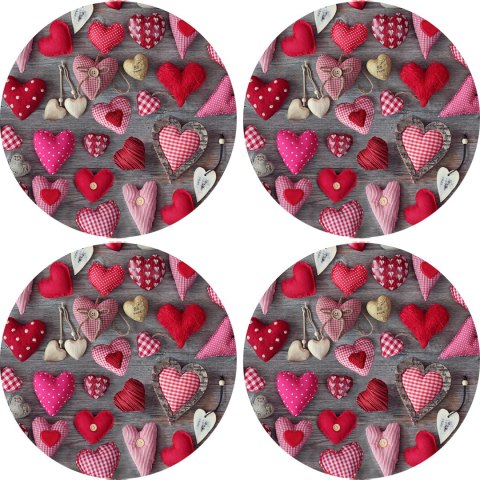 Zestaw podkładek na stół okrągłych 4D - VALENTINE HEARTS Zestaw podkładek na stół okrągłych 4D - VALENTINE HEARTS