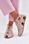 Botki Model Maciejka 03426-48 Beige Flowers - Step in style Step in style Botki Model Maciejka 03426-48 Beige Flowers - Step in style Step in style