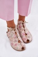 Botki Model Maciejka 03426-48 Beige Flowers - Step in style Step in style Botki Model Maciejka 03426-48 Beige Flowers - Step in style Step in style