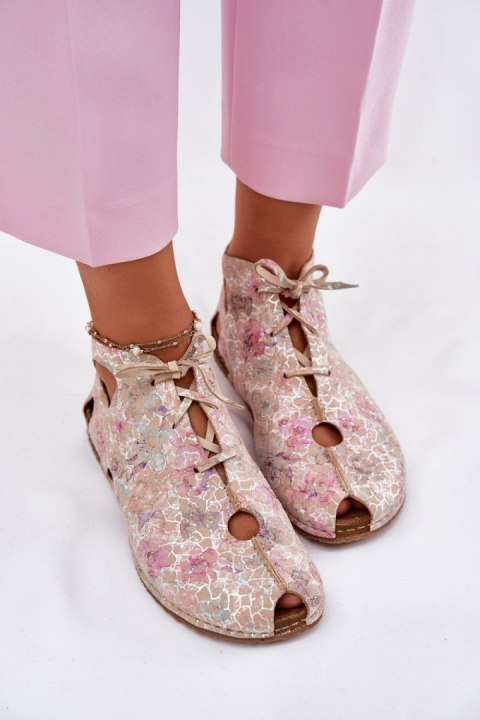 Botki Model Maciejka 03426-48 Beige Flowers - Step in style Step in style Botki Model Maciejka 03426-48 Beige Flowers - Step in style Step in style