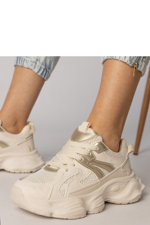 Buty Sportowe Model Sandra 88218 Beige/Gold - PRIMO PRIMO Buty Sportowe Model Sandra 88218 Beige/Gold - PRIMO PRIMO