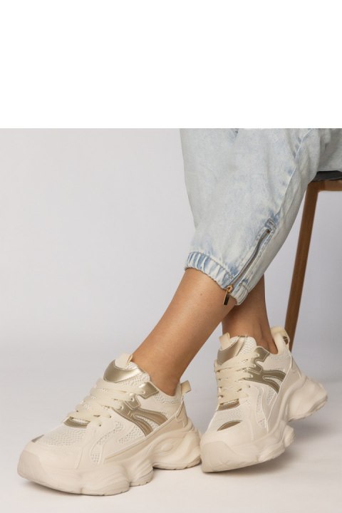 Buty Sportowe Model Sandra 88218 Beige/Gold - PRIMO PRIMO Buty Sportowe Model Sandra 88218 Beige/Gold - PRIMO PRIMO