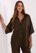 Koszula Damska Model MI-KS-6537.74P Dark Brown - Italy Moda Italy Moda Koszula Damska Model MI-KS-6537.74P Dark Brown - Italy Moda Italy Moda