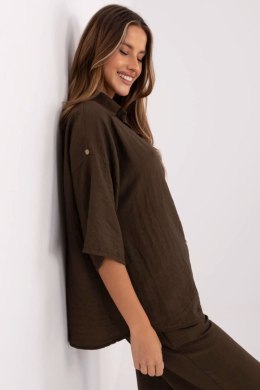 Koszula Damska Model MI-KS-6537.74P Dark Brown - Italy Moda Italy Moda
