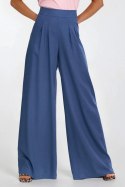 Spodnie palazzo z rayonu SD114 Cobalt - Nife Nife Spodnie palazzo z rayonu SD114 Cobalt - Nife Nife