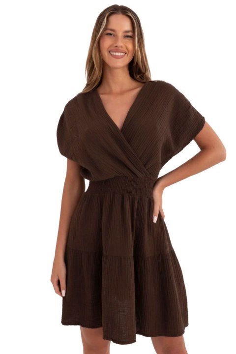 Sukienka Model MI-SK-92160.00 Dark Brown - Italy Moda Italy Moda Sukienka Model MI-SK-92160.00 Dark Brown - Italy Moda Italy Moda