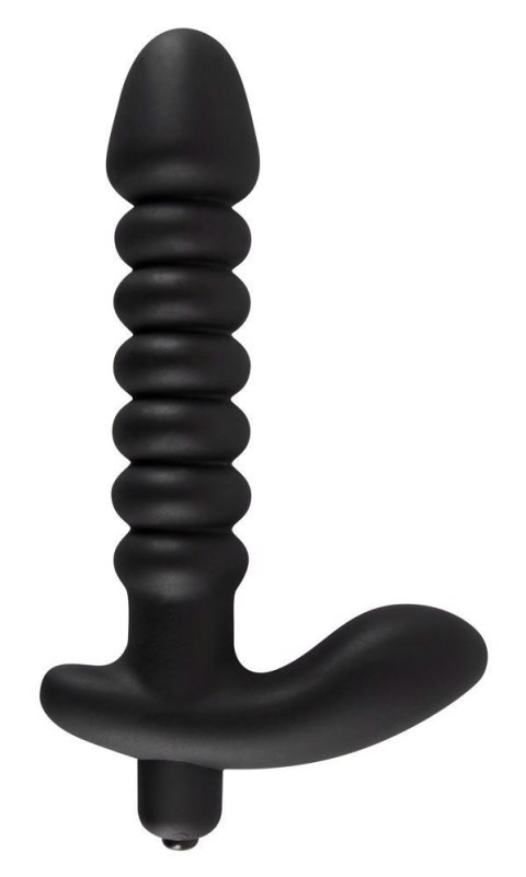 Dildo korek analny czarny prążkowany 17 cm Dildo korek analny czarny prążkowany 17 cm