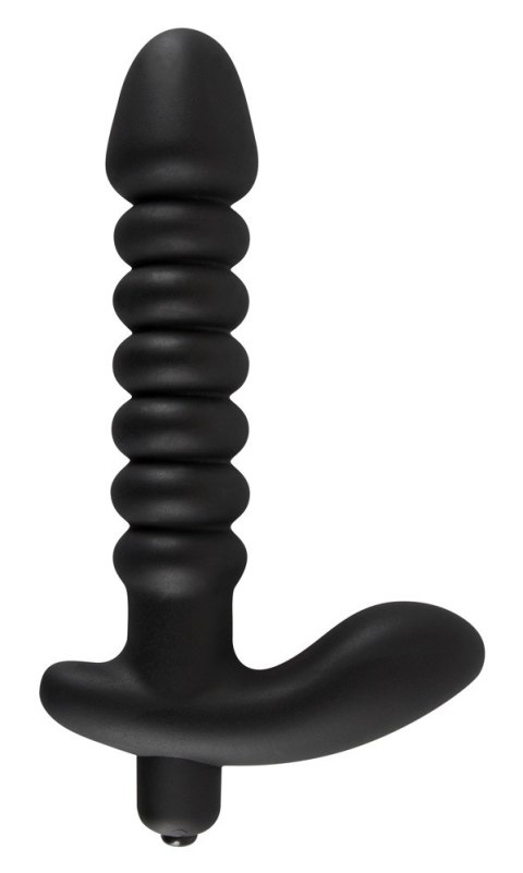 Dildo korek analny czarny prążkowany 17 cm Dildo korek analny czarny prążkowany 17 cm