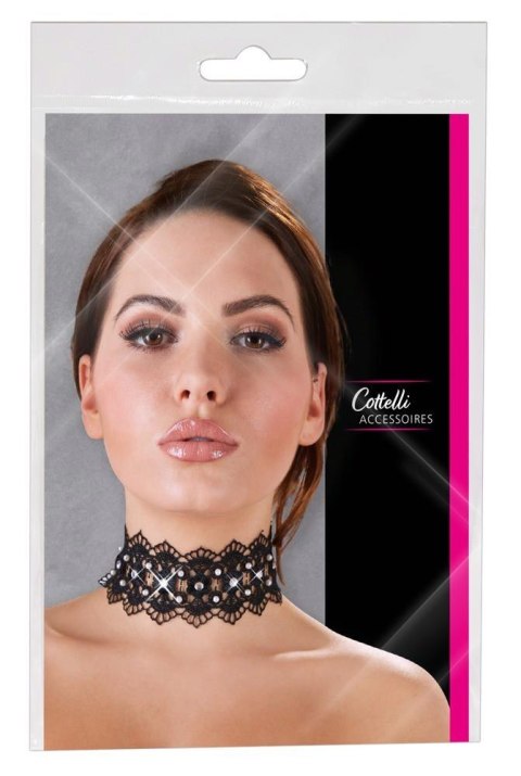 Naszyjnik obroża choker haftowany z kamykami Naszyjnik obroża choker haftowany z kamykami