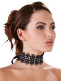 Naszyjnik obroża choker haftowany z kamykami Naszyjnik obroża choker haftowany z kamykami