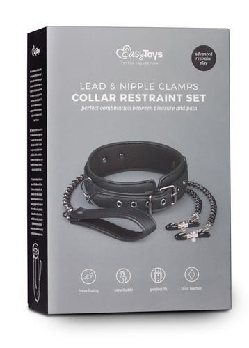 Wiązania-Leather Collar With Nipple Chains Wiązania-Leather Collar With Nipple Chains